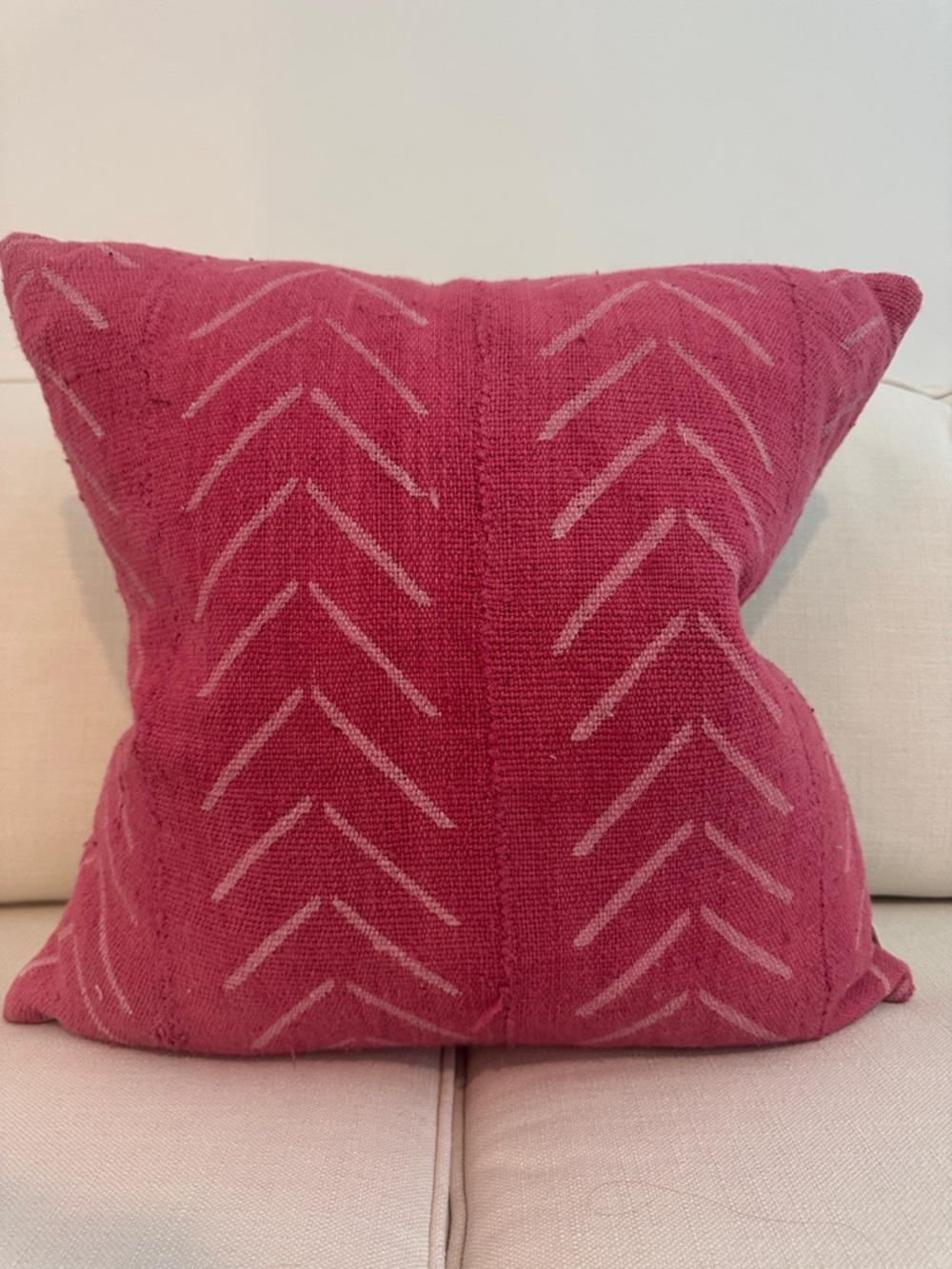 Handwoven Chevron Accent Pillow in Hot Pink - Stylish Home Accent